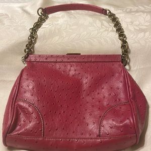 Worthington vintage faux ostrich dark pink purse. 10 x 8 with 6” chain (mlb)